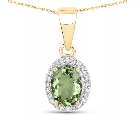 1-27k-genuine-green-tourmaline-white-diamond-14k-yellow-gold-pendant 1.27K Genuine Green Tourmaline & White Diamond 14K Yellow Gold Pendant