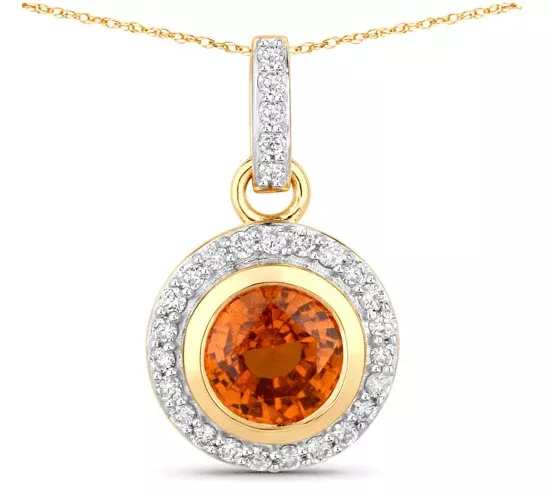 1-34k-genuine-spessartite-garnet-white-diamond-14k-yellow-gold-pendant 1.34K Genuine Spessartite Garnet & White Diamond 14K Yellow Gold Pendant