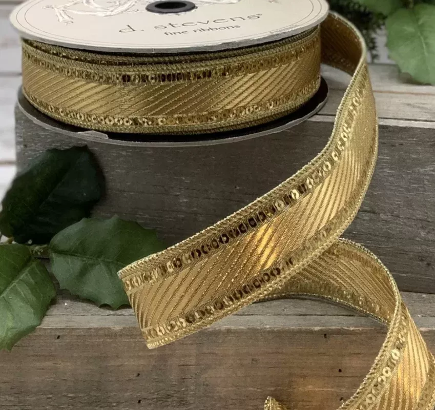 1-gold-jacquard-ribbon 1" Gold Jacquard Ribbon