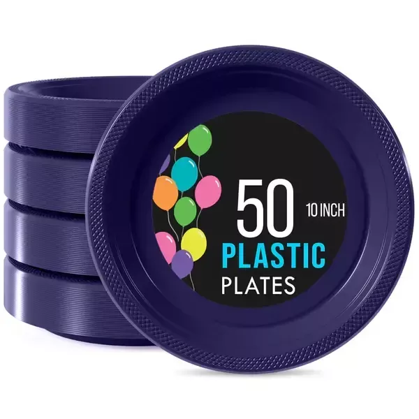 10-in-navy-plastic-plates-50-ct 10 In. Navy Plastic Plates - 50 Ct.