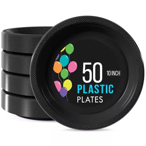 10in-black-plastic-plates-50ct 10in Black Plastic Plates - 50ct