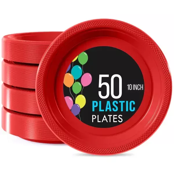 10in-red-plastic-plates-50ct 10in Red Plastic Plates - 50ct