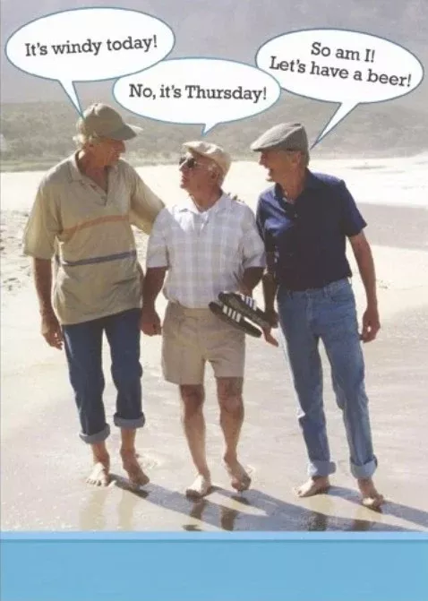 3-guys-on-beach-humorous-greeting-card 3 Guys on a Beach Humorous Greeting Card