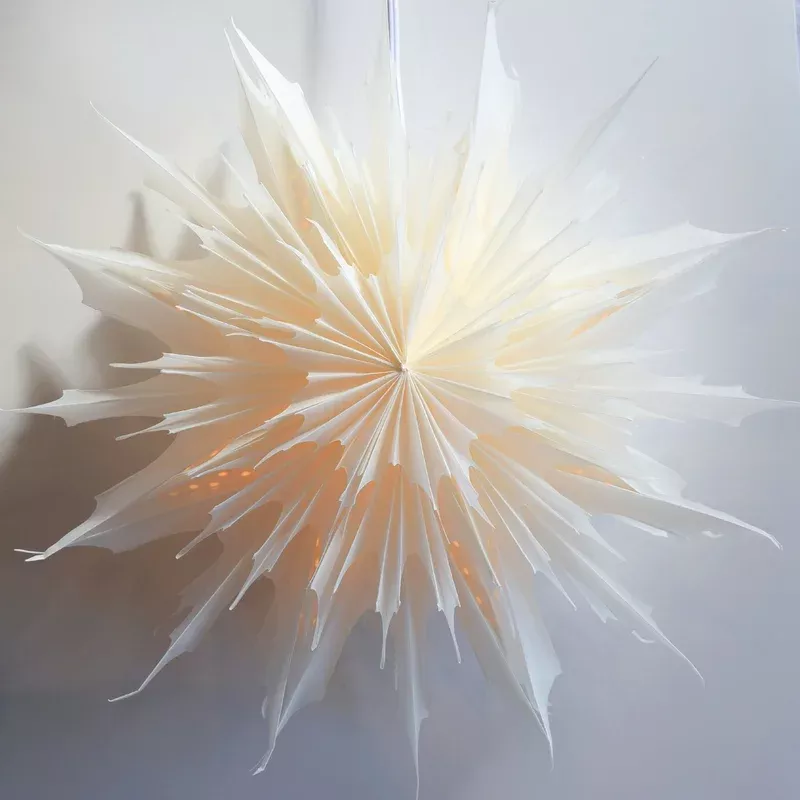 32-white-sleet-snowflake-lantern-pizzelle-design-great-with-or-without-lights-id 32" White Sleet Snowflake Lantern Pizzelle Design - Great With or Without Lights - Ideal for Holiday and Snowflake Decorations, Weddings, Parties, and Home Decor