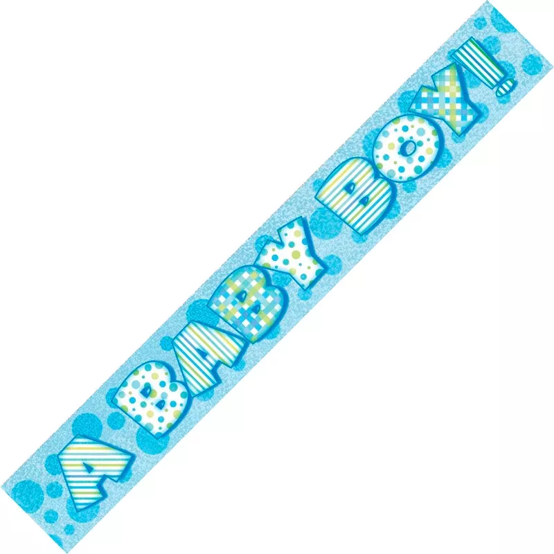 baby-boy-baby-shower-prismatic-foil-banner "A Baby Boy" Baby Shower Prismatic Foil Banner