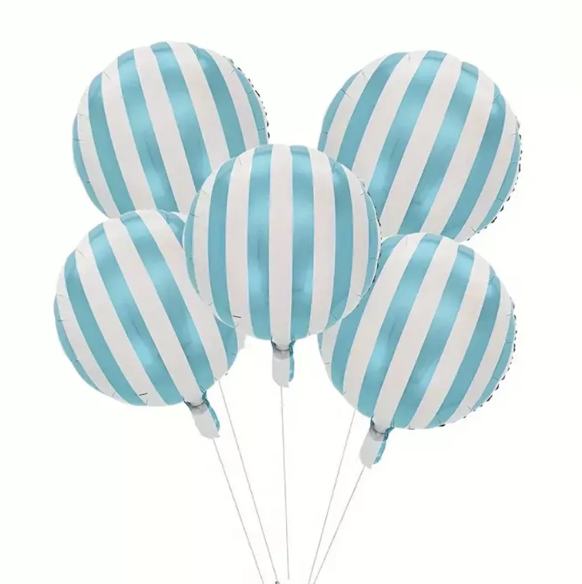 Balloon Foil Round Stripe Pale Blue - Mingle 30A
