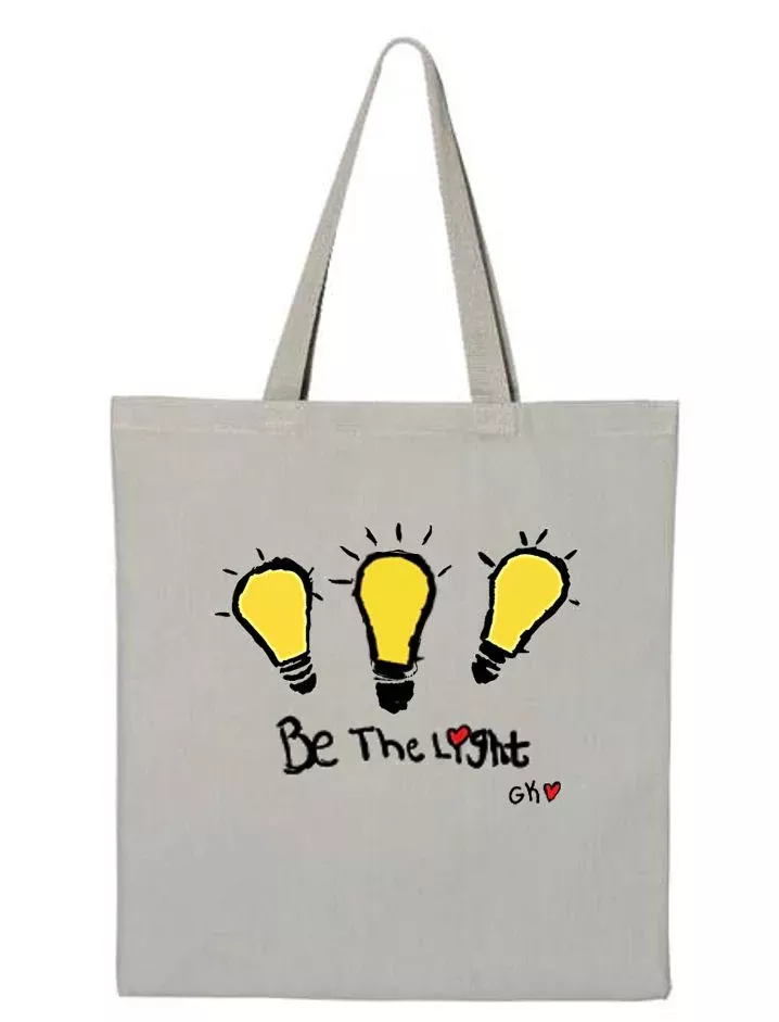 "Be The Light" Grey Tote Bag