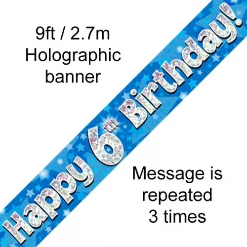 blue-holographic-6th-happy-birthday-foil-banner Blue Holographic 6th Happy Birthday Foil Banner