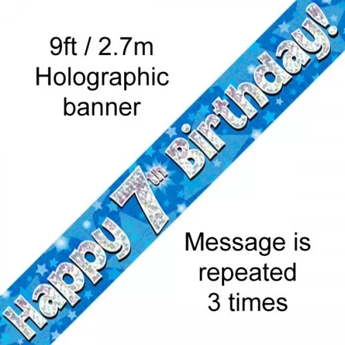 blue-holographic-7th-happy-birthday-foil-banner Blue Holographic 7th Happy Birthday Foil Banner