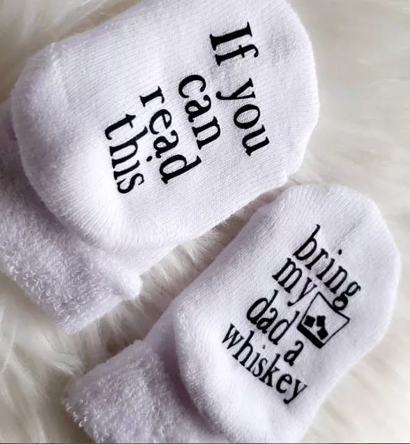 bring-my-dad-whiskey-baby-socks "Bring My Dad A Whiskey" Baby Socks
