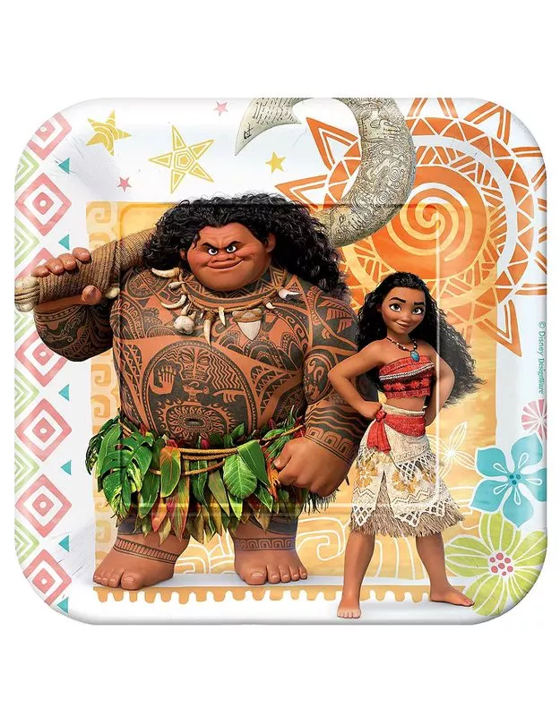 disney-moana-square-7in-plates-8-count ©Disney Moana Square 7in Plates - 8 Count