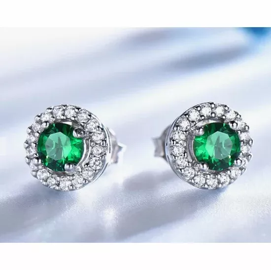 emerald-round-diamond-earrings Emerald Round Diamond Earrings