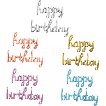 happy-birthday-script-foil-balloon-choose-color-33-in-48-in "Happy Birthday" Script Foil Balloon (Choose Color) - 33 in. / 48 in.