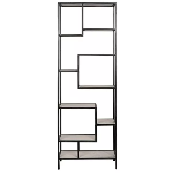 haru-bookcase-large-black-metal-with-white-stone Haru Bookcase Large - Black Metal with White Stone