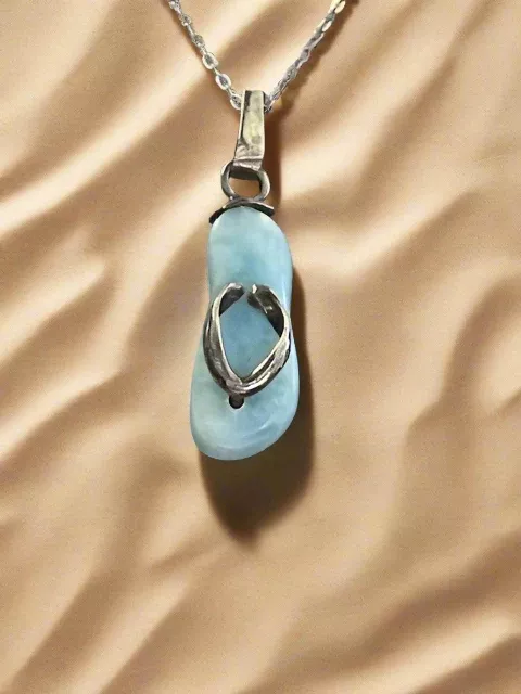 larimar-flip-flop-pendant-necklace Larimar Flip Flop Pendant Necklace