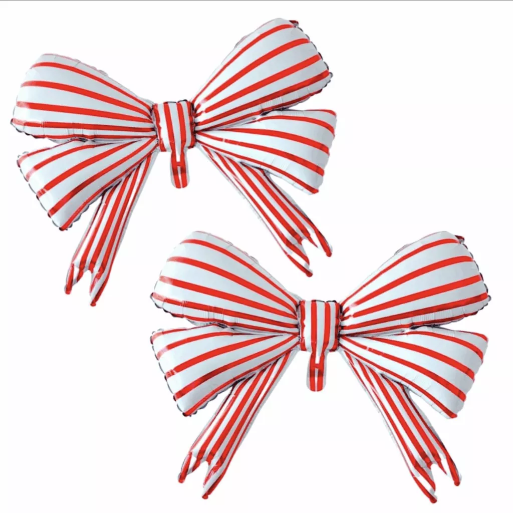 Non Helium Balloon: Bow Red Stripe - Mingle 30A