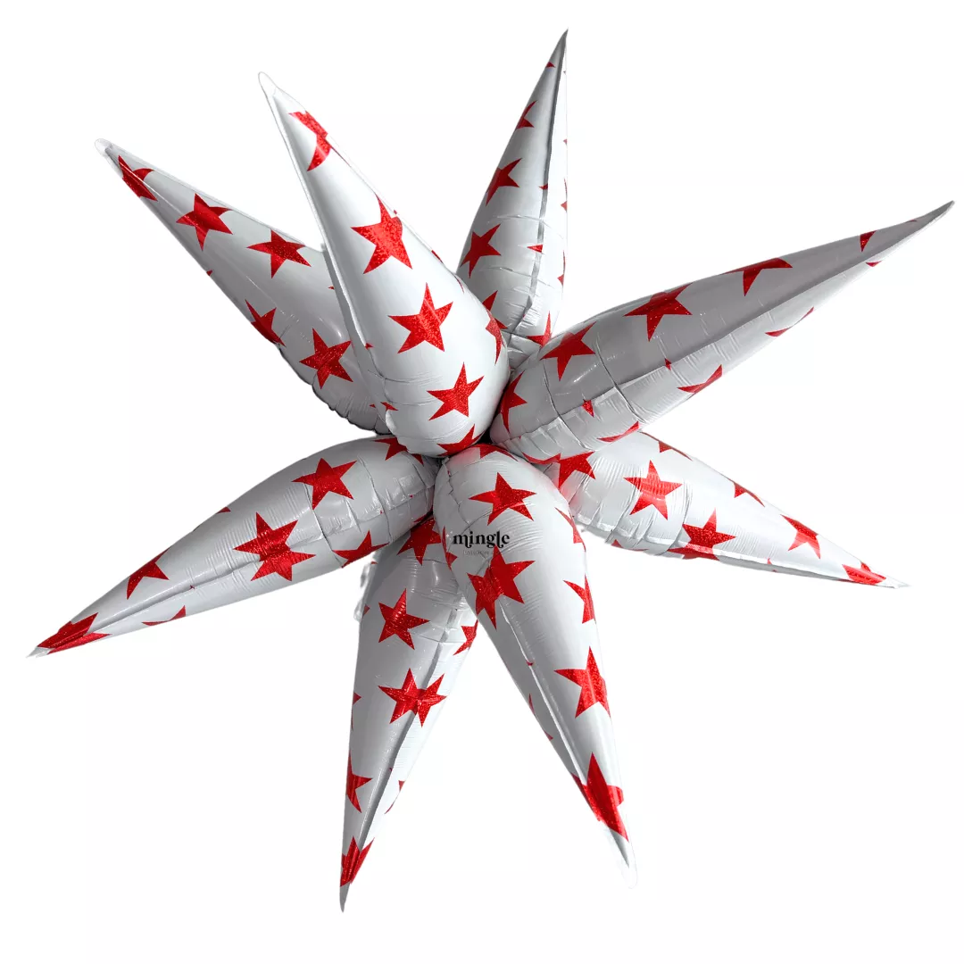 non-helium-balloon-starburst-sparkle-stars-red-mingle-30a Non Helium Balloon: Starburst Sparkle Stars Red - Mingle 30A