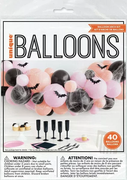 Pastel Halloween Bat and Spider Web Balloon Arch Kit