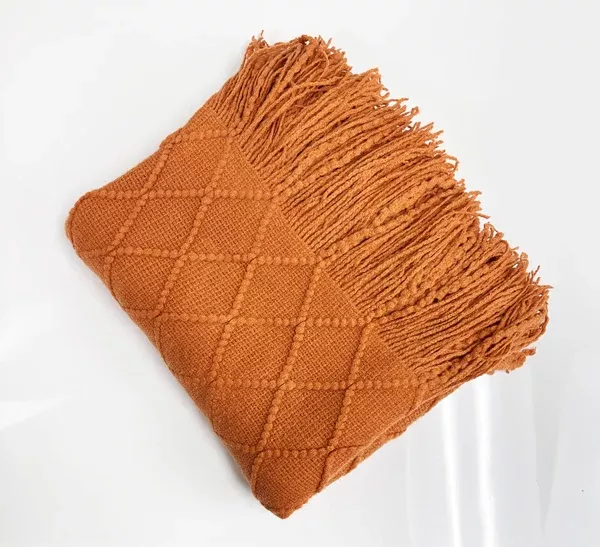 rhombus-diamond-knit-50x60-inch-throw-blanket-camel Rhombus Diamond Knit 50x60 Inch Throw Blanket: Camel