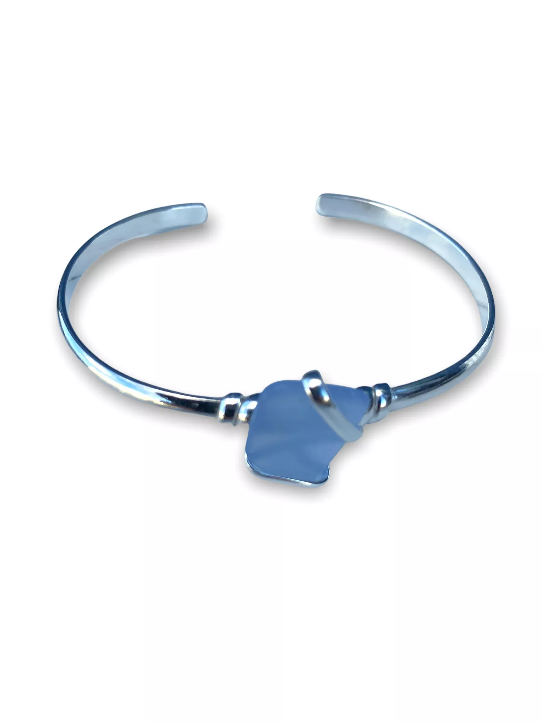 sea-glass-nugget-mini-cuff-bracelet-light-blue Sea Glass Nugget Mini Cuff Bracelet - Light Blue