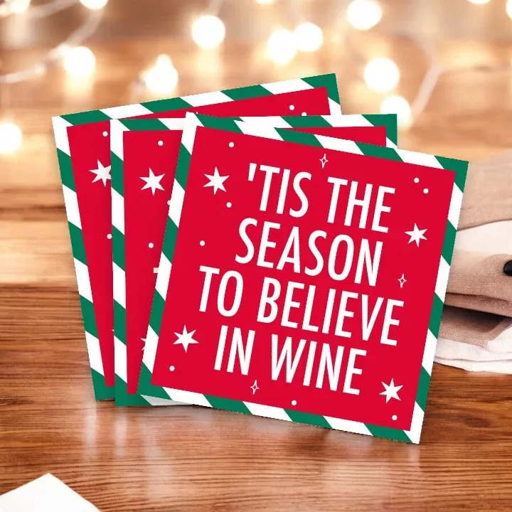 tis-season-to-believe-in-wine-humorous-christmas-cocktail-bever 'Tis The Season To Believe In Wine - Humorous Christmas Cocktail Bever