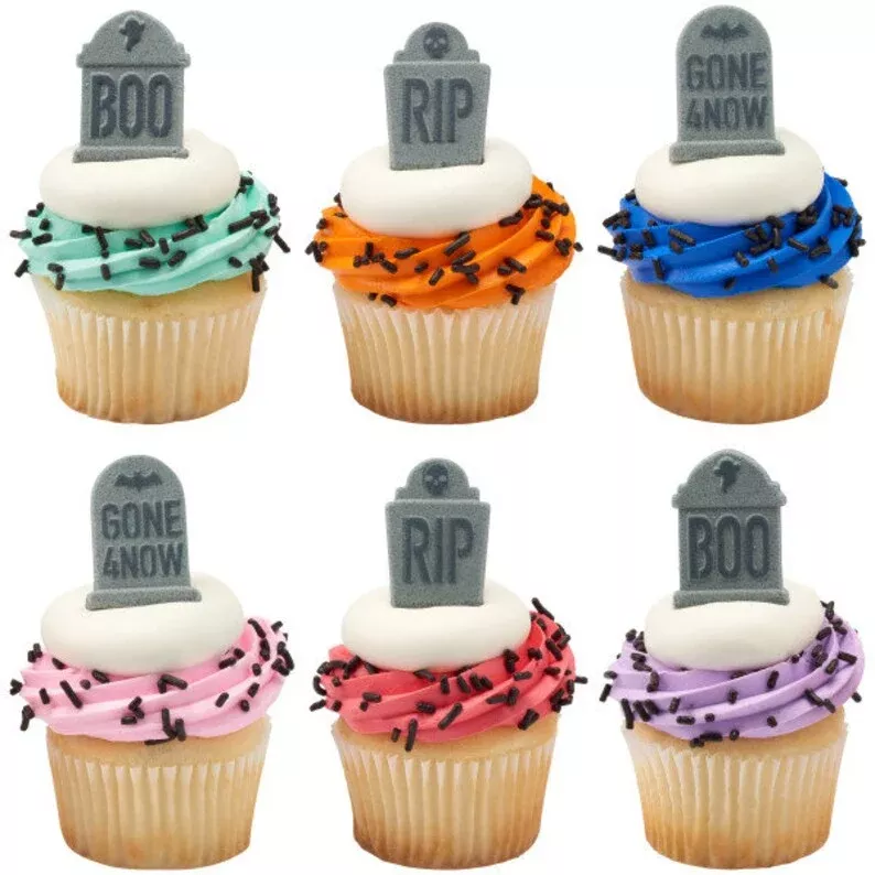 TOMBSTONE DECO-ON SUGAR CANDY CAKE/CUPCAKE TOPPERS