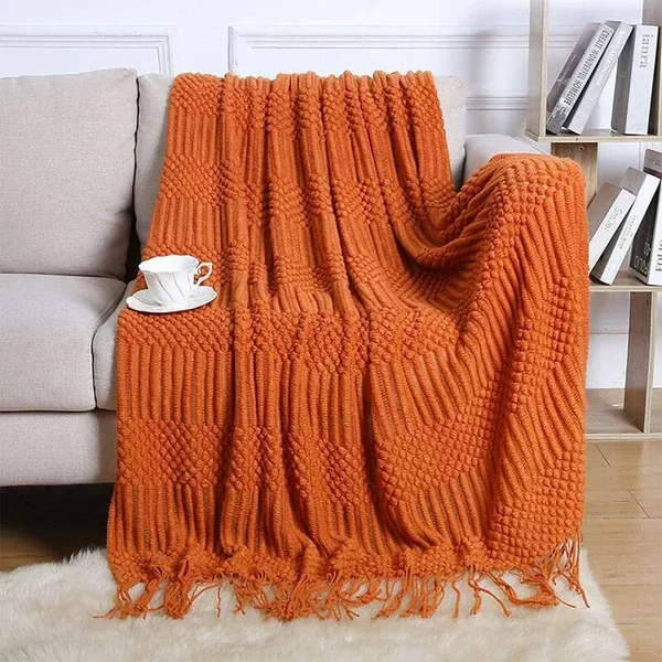 waffle-stripe-50x60-inch-throw-blanket-terracotta Waffle Stripe 50x60 Inch Throw Blanket: Terracotta