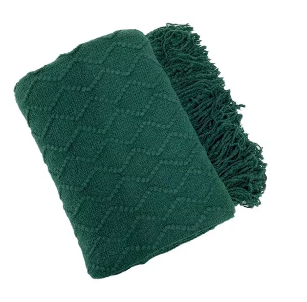 Weave Knit 50x60 Inch Throw Blanket: Olive
